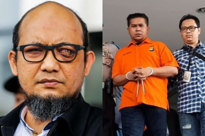 Kolase foto Novel Baswedan dan pelaku penyiraman