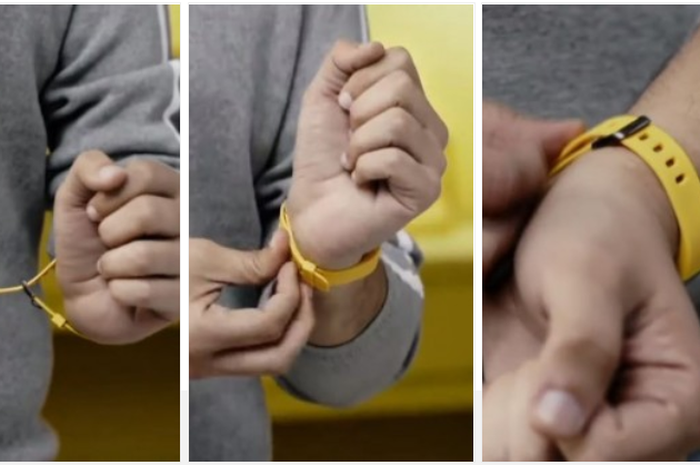 CEO Realme menggunakan gadget yang diduga adalah Realme Fitness Band
