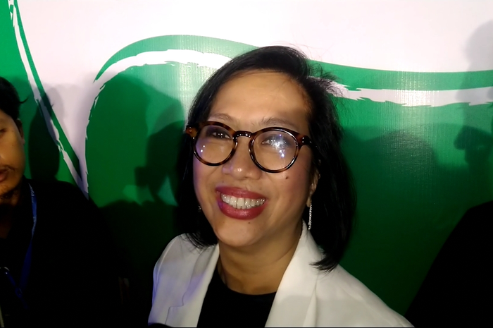 Neneng Goenadi, Direktur Marketing Grab Indonesia pada acara launching program JanganLupaMakan yang mengirimkan 10.000 paket makanan serempak di 5 kota Indonesia.