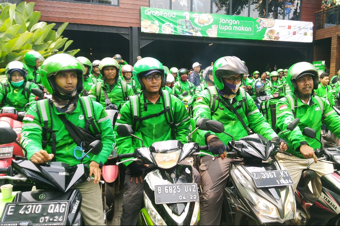 Driver Grab yang membantu berjalannya program gerakan JanganLupaMakan pada Jumat (17/1)