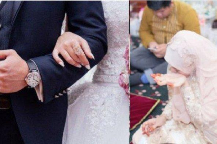 Ilustrasi pengantin menangis.
