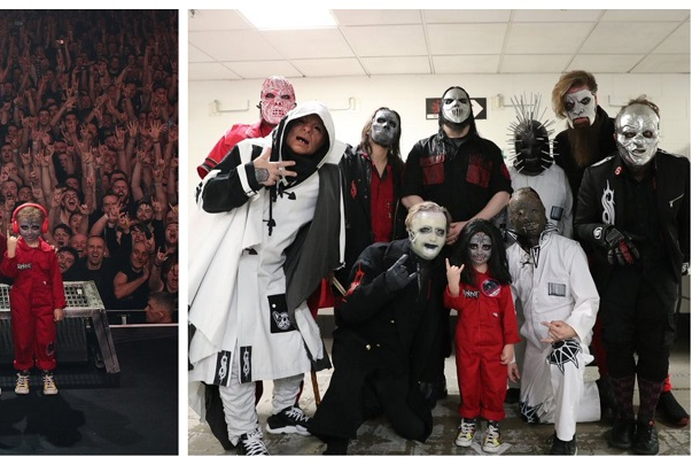 Caleb H foto bareng para personel Slipknot