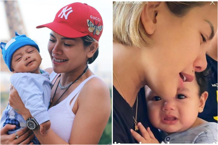 Nikita Mirzani dan putra bungsunya, Arkana Mawardi