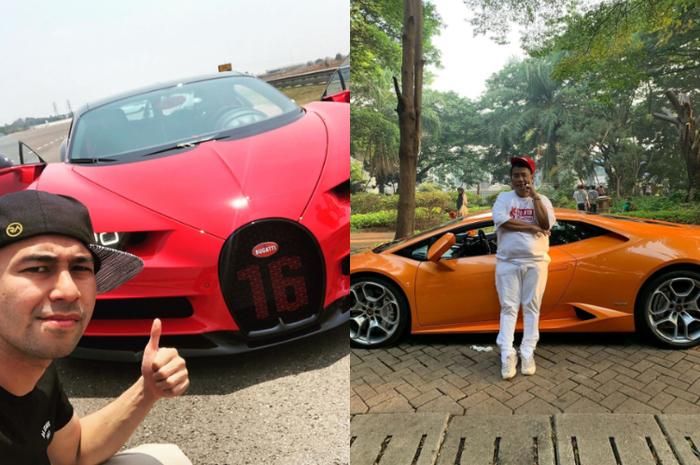 Raffi Ahmad dan Hotman Paris berfoto dengan mobil mewahnya