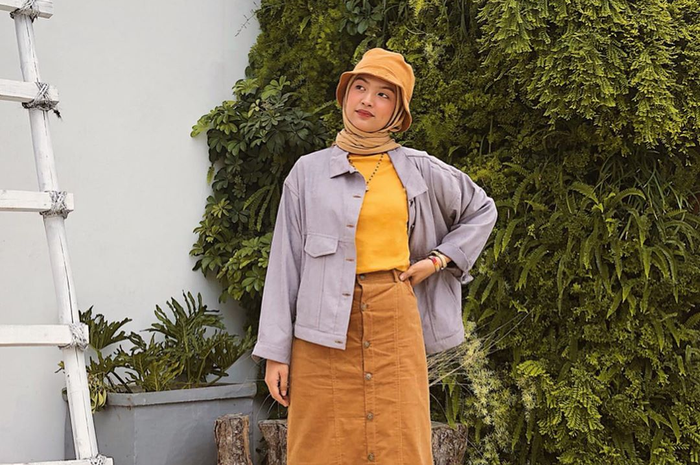 Fashion hijab pakai bucket hat