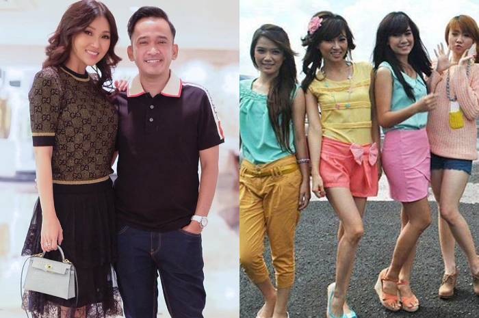 Kolase foto ruben onsu, sarwendah dan girl band cherrybelle (instagram @sarwendah29 dan @cherrybelle2011_2013)