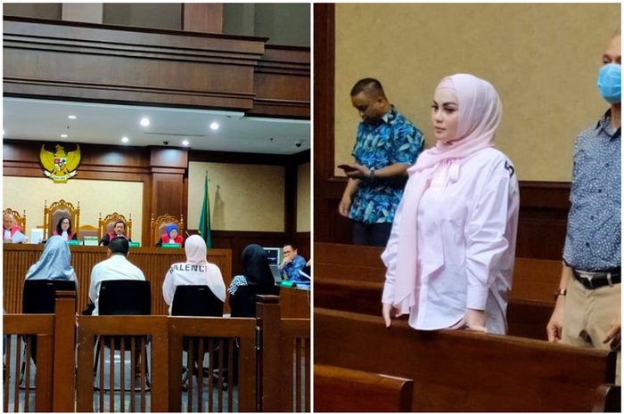 Kolase foto Jennifer Dunn hadiri persidangan