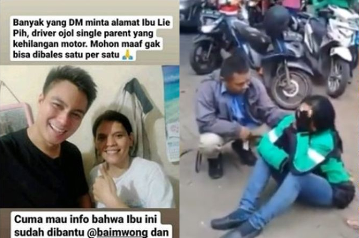 Baim Wong beri bantuan driver ojol yang viral usai menangis histeris karena kehilangan motornya