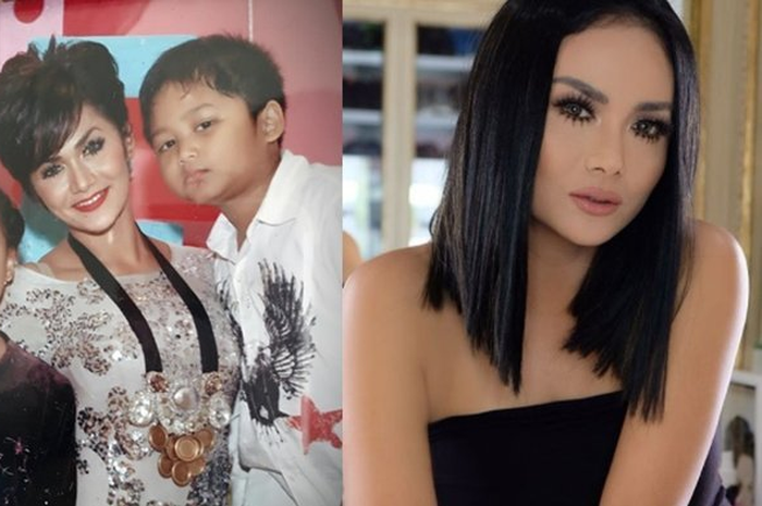 Krisdayanti bersama kedua anaknya, Aurel Hermansyah dan Azriel Hermansyah.