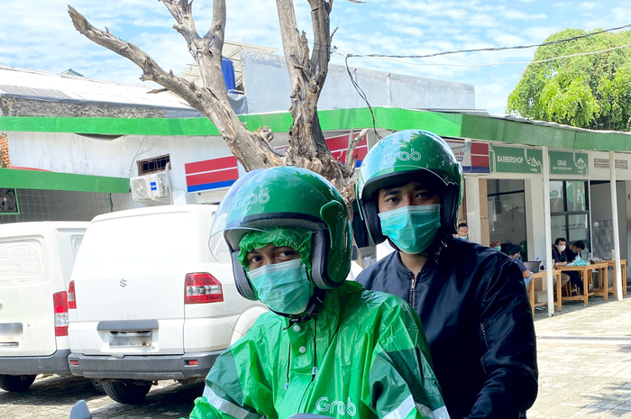 Driver GrabBike yang disiapkan untuk para tenaga medis selama masa pandemi Covid-19