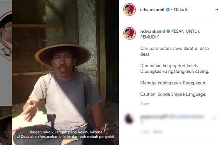 Gubernur Jawa Barat Ridwan Kamil mengurai pesan yang disampaikan petani untuk para pemudik, khususnya dari ibukota Jakarta