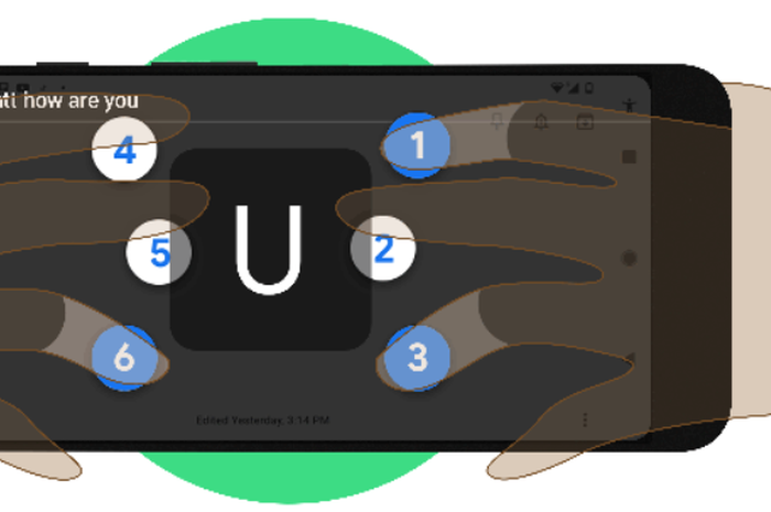 Tampilan keyboard Google Braille