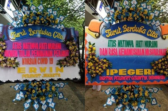 Karagan bunga yang dikirim ke rumah Pak RT
