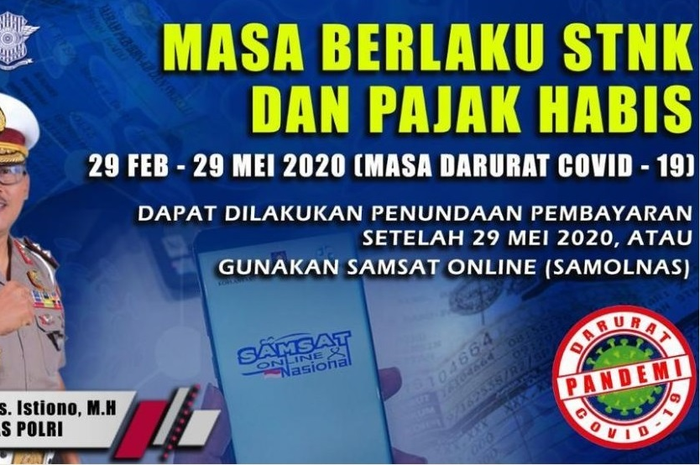 Masa berlaku STNK dan Pajak Habis dapat dilakukan penundaan pembayaran setelah 29 Mei 2020