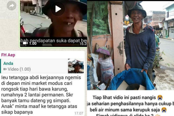 Mengaku Sebagai Pemulung Berpenghasilan Rp1500 Sehari Hingga Viral, Orang yang Berniat Membantu Justru Merasa Tertipu Setelah Tahu Abah Tono Punya Motor dan Rumah 2 Lantai