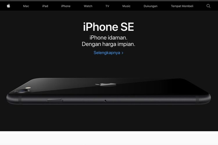 iPhone SE (2020) di situs Apple Indonesia