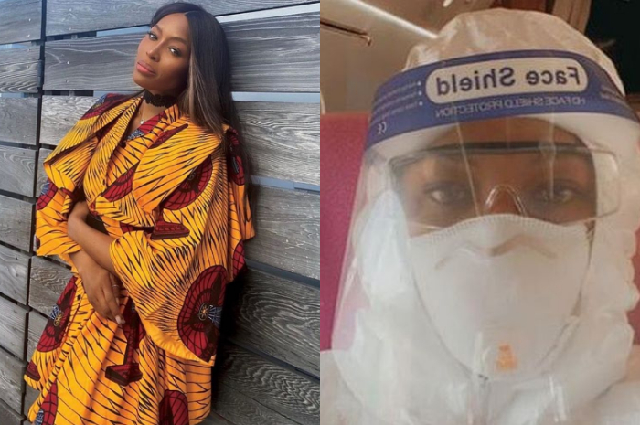 Supermodel ini nekat kenakan pakaian hazmat saat di dalam peswat lantaran takut tertular virus corona