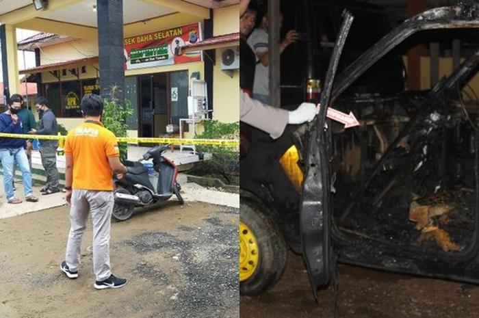 Orang Tak Dikenal Serang Mapolsek Daha Selatan, Secara Sadis Tebas Polisi dengan Pedang Hingga Tewas dan Bakar Mobil Patroli, Ditemukan Bendera Hitam Berlambang ISIS
