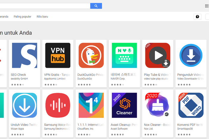 Ilustrasi aplikasi Google Play.