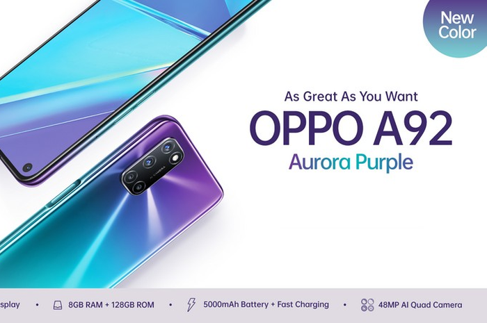 Oppo A92 warna Aurora Purple