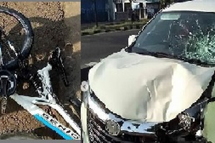 Kecelakaan antara pesepeda dengan dan mobil Toyota Avanza