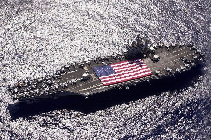 Ilustrasi kapal induk milik Angkatan Laut Amerika Serikat di wilayah Pasifik