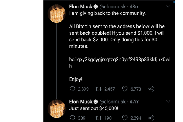 Kicauan Elon Musk soal penipuan Bitcoin