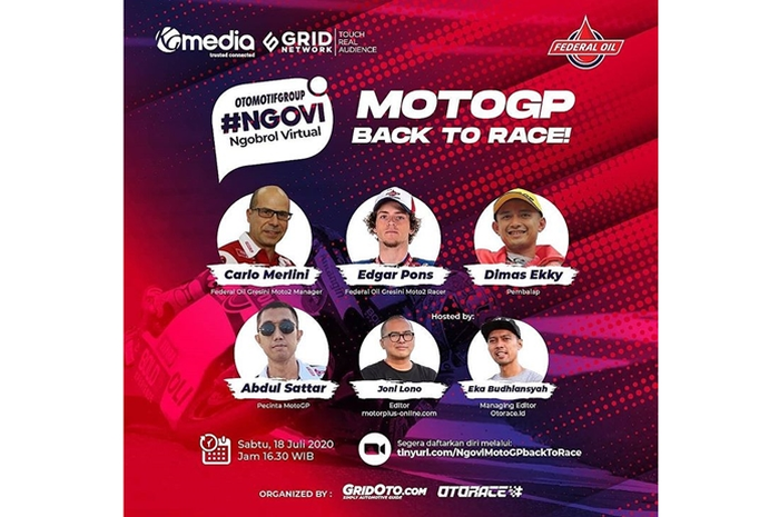Acara Ngobrol Virtual NGOVI bersama tim Federal Oil Gresini Moto2 dan Dimas Ekky Pratama