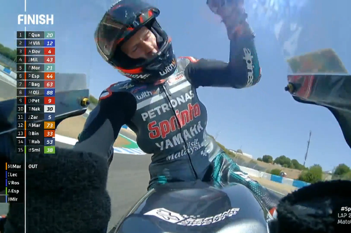 Akhirnya, Fabio Quartararo (Petronas Yamaha SRT) berhasil menjadi juara pertama di MotoGP Spanyol 2020. 