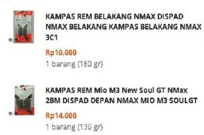 Harga kampas rem Yamaha NMAX mulai Rp 10 ribuan, kemasannya mirip asli!