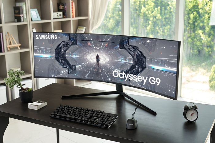 Monitor gaming Samsung Odyssey G9 tampak depan