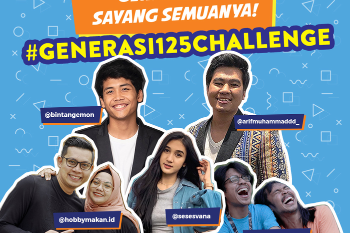 Artis sekaligus komika Bintang Emon bersama influencer Indonesia lainnya mengajak para bikers ikutan #Generasi125Challenge.