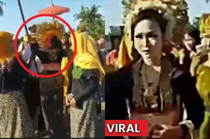 Saat mempelai wanita berbalik badan, dia tiba-tiba melihat sang mantan jadi pembawa payung pengantin.