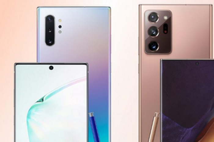 Ilustrasi perangkat Galaxy Note20 Ultra dan Galaxy Note10+