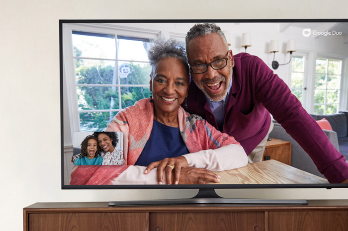Ilustrasi Google Duo di Android TV.
