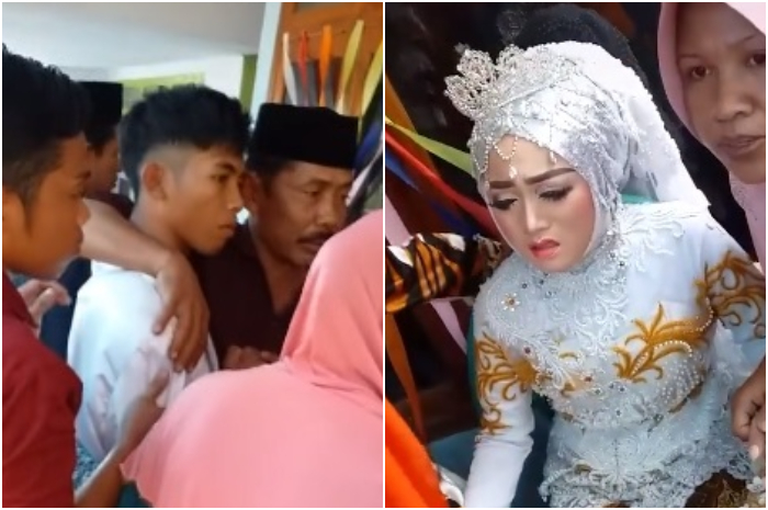 Viral video mempelai pria ketakutan lihat wajah mempelai wanita yang sudah dandan maksimal sampai buat pangling.