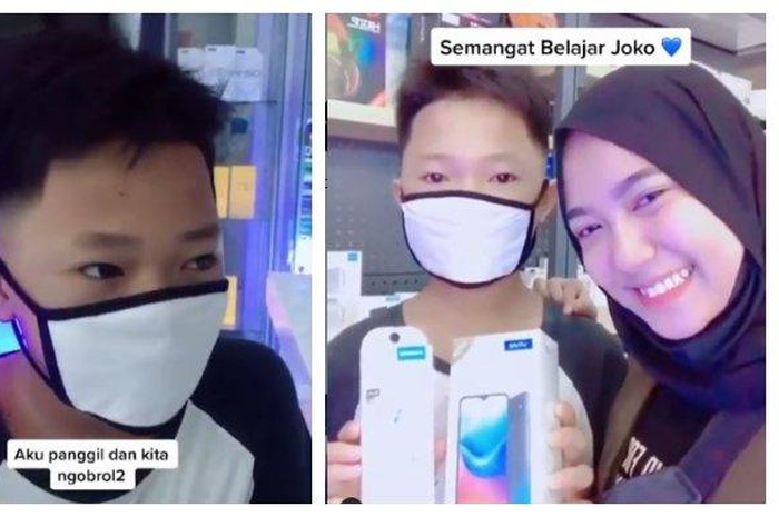 Media sosial TikTok diramaikan oleh sebuah video anak kecil bernama Joko Pramono yang diberi handphone gratis oleh sebuah toko ponsel. Cerita tersebut berasal dari akun TikTok @riekemeilanis23, Kamis (17/9/2020). 
