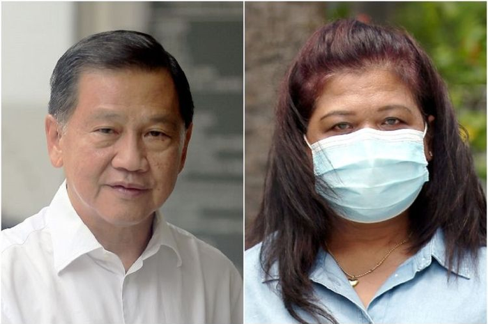 Mantan Bos Bandara International Changi, Singapura Liew Mun Leong (kiri) dan mantan TKI yang bekerja di rumahnya Parti Liyani 