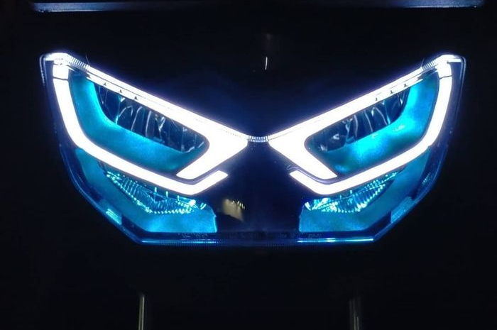  Lagi demam modifikasi DRL di headlamp All New NMAX, tampang makin serem mirip burung hantu.