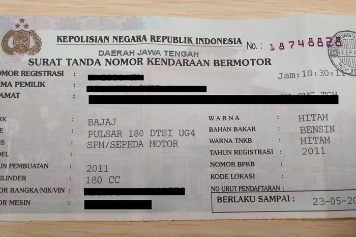Ilustrasi STNK. Pajak progresif masih berlaku kalau pindah KK tapi alamat rumah masih sama?