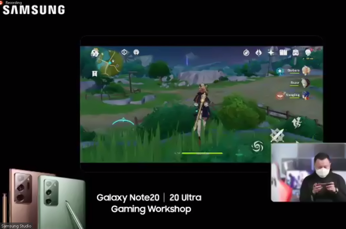 Samsung Galaxy Note20 Ultra digunakan untuk bermain game Genshin Impact oleh Pokopow.