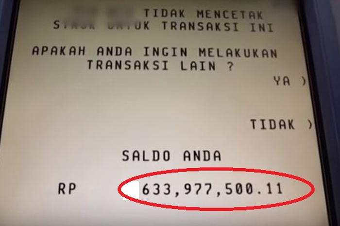 Ilustrasi saldo ATM mendadak bertambah karena bantuan pemerintah