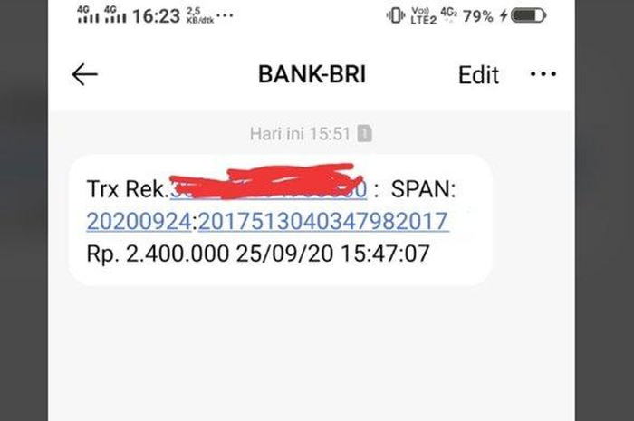Mendadak masuk SMS dari BRI dapat bantuan Rp 2,4 juta buruan cairkan di Bank, pendaftaran bantuan Presiden masih dibuka.
