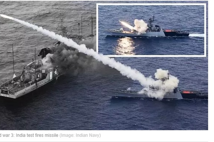 Angkatan Laut India menembakkan rudal anti-tank.