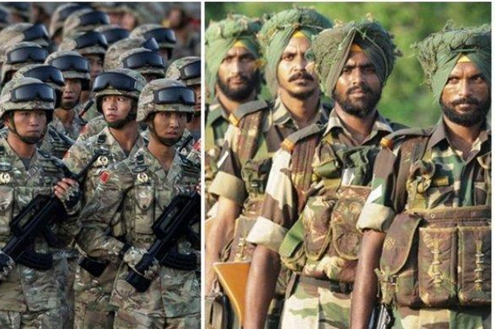 ilustrasi perbandingan kekuatan militer China dan India