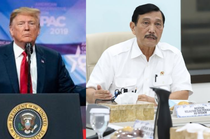 Presiden Amerika Serikat (AS) Donald Trump dan Menteri Koordinator Bidang Kemaritiman dan Investasi Indonesia Luhut Binsar Pandjaitan.