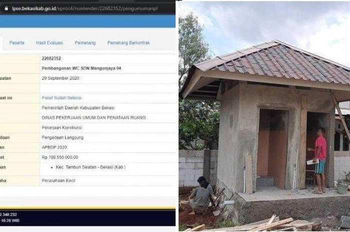 Viral di media sosial yang menunjukkan foto pembangunan toilet satu di antara SDN di Bekasi yang disebutkan menghabiskan dana ratusan juta.