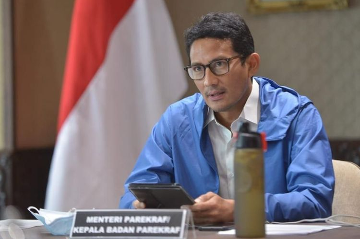 Menparekraf Sandiaga Uno saat memimpin rapat virtual bersama seluruh Kepala Dinas Pariwisata dari 34 provinsi di Indonesia, Sabtu (26/12/2020).