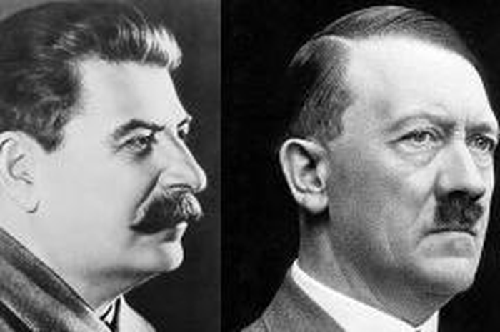 Inilah dua sisi mata uang dari koin yang sama: diktator Stalin dan Hitler. meski mukanya bopeng karena cacar hingga cara bunuh diri di bunker.