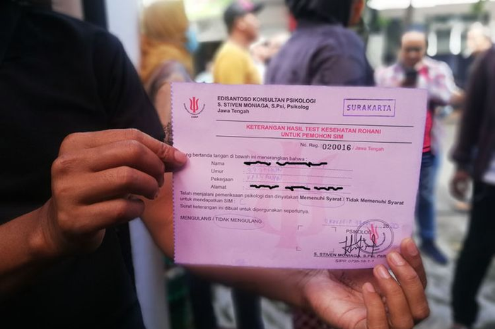 Pemohon sim wajib melampirkan lolos uji psikotes